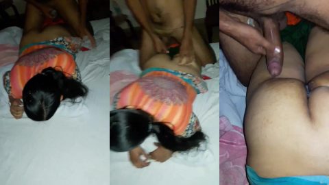 Horny boy fucked gf in hotel and cums on her pussy