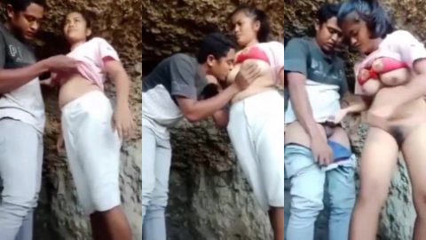 Horny desi guy sucking gf's big boobs and fucking her mouth