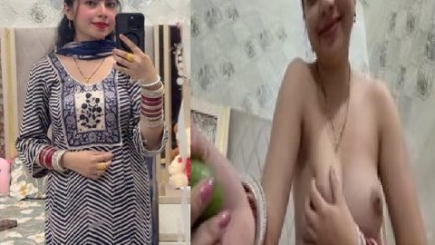 Punjabi horny wife masturbating with cucumber
