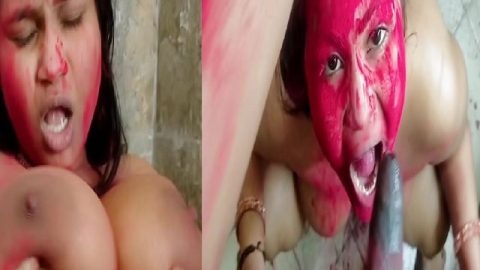 Chubby stepdaughter holi celebration and fucking