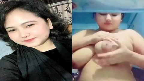 Chubby tanker Bengali girl sucking her huge boobs