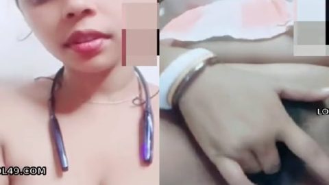 Huge tits Indian girlfriend fingering horny pussy