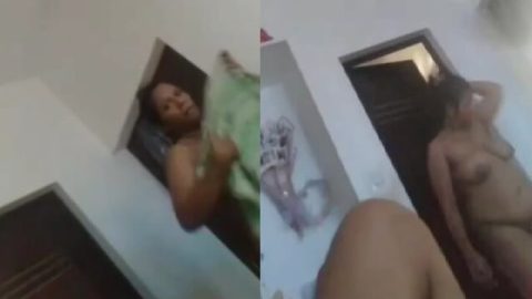 Mallu wife after bath nude before lover at home