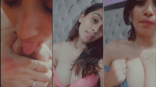 Sexy Indian GF’s Live Boob Lick Seduce Show Display