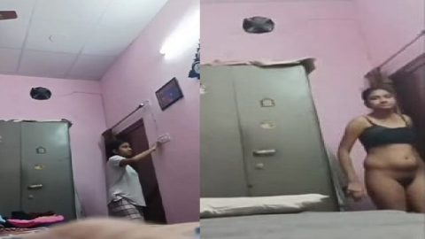 Sister changing dress caught on camera by brother