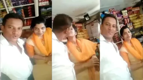 Famous Shop Keeper Affair With - Hot Bhabhi Smooching Hard