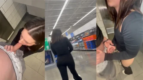 Cute Girl Blowjob and Fuck in Public Washroom 2