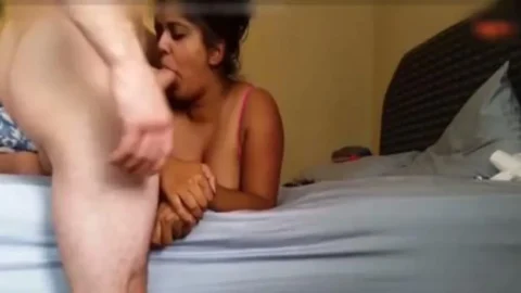 Sexy nri giving blowjob taking cum on face blowjob facial