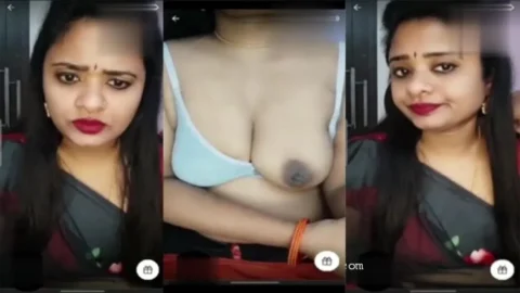 Telugu Wife Showing Boobs on Tango Live with Face